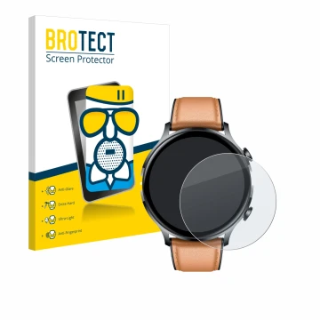 Vorderseite einer Produktverpackung mit dem Markenlogo BROTECT. Daneben ist das Gerät NONGAMX Smartwatch 1.39
