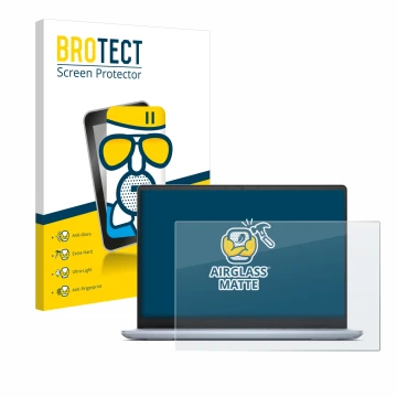 Vorderseite einer Produktverpackung mit dem Markenlogo BROTECT. Daneben ist das Gerät Dell Inspiron 14 Plus 7440 Laptop mit de