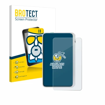 Vorderseite einer Produktverpackung mit dem Markenlogo BROTECT. Daneben ist das Gerät Timekettle Fluentalk T1 Mini mit dem zug