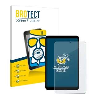 Vorderseite einer Produktverpackung mit dem Markenlogo BROTECT. Daneben ist das Gerät Alldocube iPlay 50 mini Pro mit dem zuge