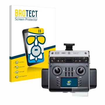 Vorderseite einer Produktverpackung mit dem Markenlogo BROTECT. Daneben ist das Gerät Graupner MC-32ex mit dem zugehörigen Dis