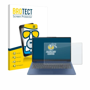 Vorderseite einer Produktverpackung mit dem Markenlogo BROTECT. Daneben ist das Gerät Lenovo IdeaPad Slim 3 Gen 8 15