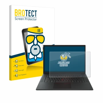 Vorderseite einer Produktverpackung mit dem Markenlogo BROTECT. Daneben ist das Gerät Lenovo ThinkPad P1 Gen 6 16