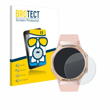 Vorderseite einer Produktverpackung mit dem Markenlogo BROTECT. Daneben ist das Gerät Mutoy Smartwatch 1.32