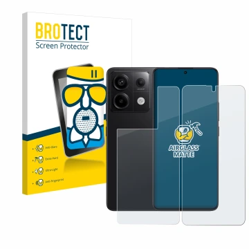 Vorderseite einer Produktverpackung mit dem Markenlogo BROTECT. Daneben ist das Gerät Xiaomi Redmi Note 13 Pro 5G (Display+Rüc
