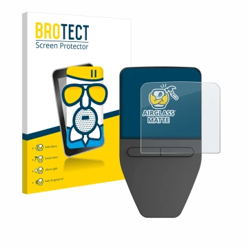 Vorderseite einer Produktverpackung mit dem Markenlogo BROTECT. Daneben ist das Gerät Trezor Safe 3 mit dem zugehörigen Displa