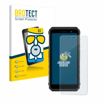 Vorderseite einer Produktverpackung mit dem Markenlogo BROTECT. Daneben ist das Gerät Ulefone Power Armor X11 Pro mit dem zuge