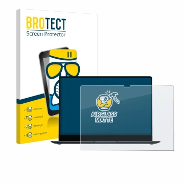 Vorderseite einer Produktverpackung mit dem Markenlogo BROTECT. Daneben ist das Gerät Samsung Galaxy Book4 Pro 14