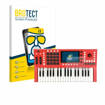 Vorderseite einer Produktverpackung mit dem Markenlogo BROTECT. Daneben ist das Gerät Akai Professional MPC Key 37 mit dem zug