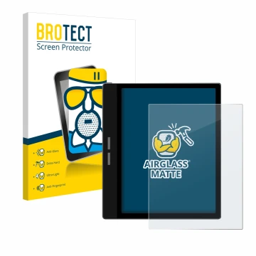 Vorderseite einer Produktverpackung mit dem Markenlogo BROTECT. Daneben ist das Gerät Bigme B751C mit dem zugehörigen Displays