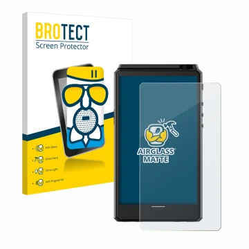 Vorderseite einer Produktverpackung mit dem Markenlogo BROTECT. Daneben ist das Gerät Hiby R6 III mit dem zugehörigen Displays