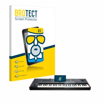 Vorderseite einer Produktverpackung mit dem Markenlogo BROTECT. Daneben ist das Gerät KORG Pa5X mit dem zugehörigen Displaysch