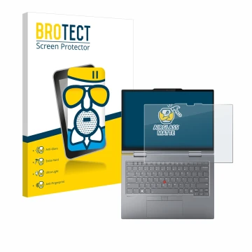 Vorderseite einer Produktverpackung mit dem Markenlogo BROTECT. Daneben ist das Gerät Lenovo ThinkPad X1 2-in-1 Gen 9 14