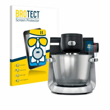 Vorderseite einer Produktverpackung mit dem Markenlogo BROTECT. Daneben ist das Gerät Bosch MUM Serie 6 mit dem zugehörigen Di