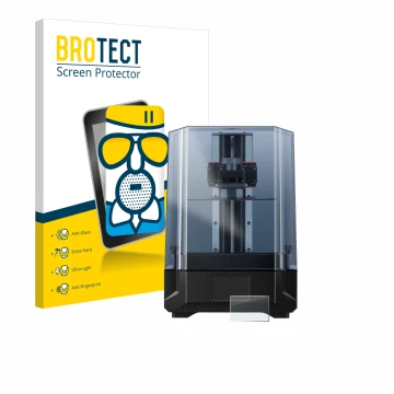 Vorderseite einer Produktverpackung mit dem Markenlogo BROTECT. Daneben ist das Gerät Anycubic Photon Mono X 6Ks mit dem zugeh