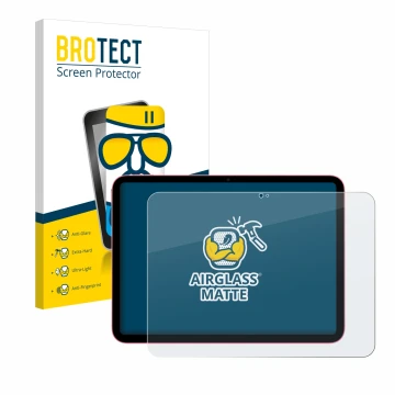 Vorderseite einer Produktverpackung mit dem Markenlogo BROTECT. Daneben ist das Gerät Apple iPad 10.9