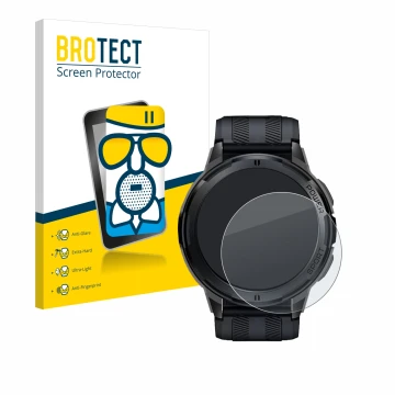 Vorderseite einer Produktverpackung mit dem Markenlogo BROTECT. Daneben ist das Gerät Oukitel BT10 1.43