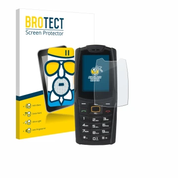 Vorderseite einer Produktverpackung mit dem Markenlogo BROTECT. Daneben ist das Gerät AGM M6 mit dem zugehörigen Displayschutz
