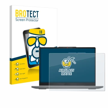 Vorderseite einer Produktverpackung mit dem Markenlogo BROTECT. Daneben ist das Gerät Lenovo IdeaPad 5 2-in-1 14AHP9 mit dem z