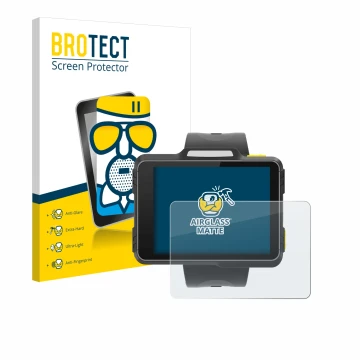 Vorderseite einer Produktverpackung mit dem Markenlogo BROTECT. Daneben ist das Gerät Newland WD1 mit dem zugehörigen Displays