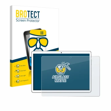 Vorderseite einer Produktverpackung mit dem Markenlogo BROTECT. Daneben ist das Gerät niuniutab KT107 mit dem zugehörigen Disp