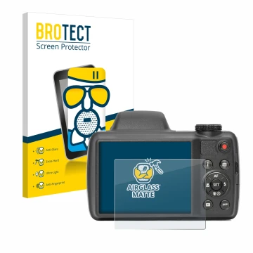 Vorderseite einer Produktverpackung mit dem Markenlogo BROTECT. Daneben ist das Gerät Kodak Pixpro AZ528 mit dem zugehörigen D