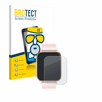 Vorderseite einer Produktverpackung mit dem Markenlogo BROTECT. Daneben ist das Gerät walkbee Smartwatch 1.83