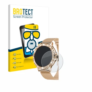 Vorderseite einer Produktverpackung mit dem Markenlogo BROTECT. Daneben ist das Gerät walkbee Smartwatch 1.3