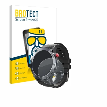 Vorderseite einer Produktverpackung mit dem Markenlogo BROTECT. Daneben ist das Gerät Darmowade Smartwatch 1.32