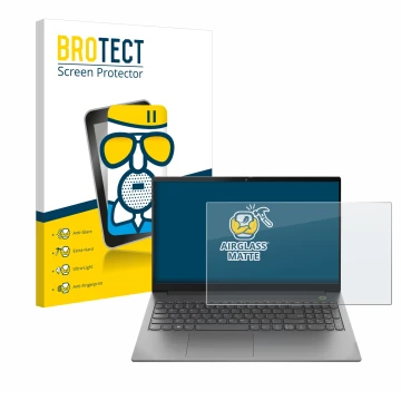 Vorderseite einer Produktverpackung mit dem Markenlogo BROTECT. Daneben ist das Gerät Lenovo ThinkBook 15 Gen 4 mit dem zugehö