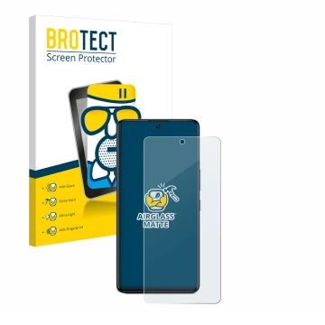 Vorderseite einer Produktverpackung mit dem Markenlogo BROTECT. Daneben ist das Gerät Infinix GT 20 Pro mit dem zugehörigen Di