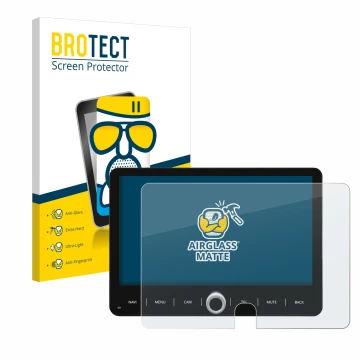 Vorderseite einer Produktverpackung mit dem Markenlogo BROTECT. Daneben ist das Gerät Dynavin D9-T5TP mit dem zugehörigen Disp