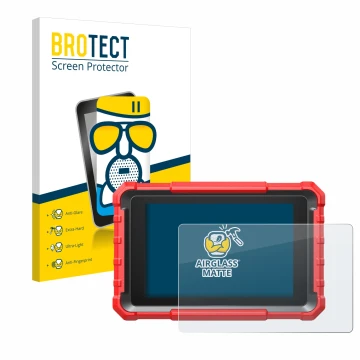 Vorderseite einer Produktverpackung mit dem Markenlogo BROTECT. Daneben ist das Gerät Launch X-431 PROS Elite mit dem zugehöri