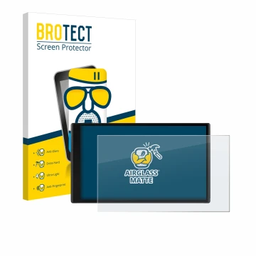 Vorderseite einer Produktverpackung mit dem Markenlogo BROTECT. Daneben ist das Gerät Garmin CamperVan mit dem zugehörigen Dis