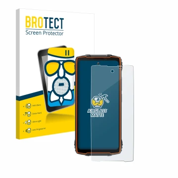 Vorderseite einer Produktverpackung mit dem Markenlogo BROTECT. Daneben ist das Gerät Blackview Oscal Pilot 2 mit dem zugehöri