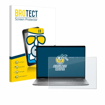 Vorderseite einer Produktverpackung mit dem Markenlogo BROTECT. Daneben ist das Gerät Dell Latitude 7350 2-in-1 mit dem zugehö