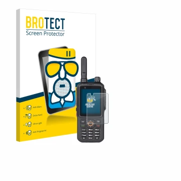 Vorderseite einer Produktverpackung mit dem Markenlogo BROTECT. Daneben ist das Gerät Inrico T320 mit dem zugehörigen Displays