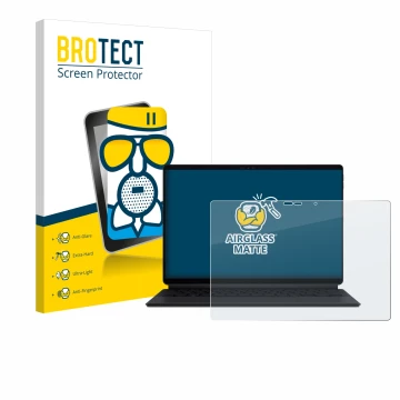 Vorderseite einer Produktverpackung mit dem Markenlogo BROTECT. Daneben ist das Gerät ASUS ProArt PZ13 mit dem zugehörigen Dis