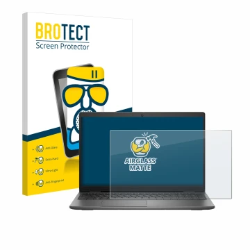 Vorderseite einer Produktverpackung mit dem Markenlogo BROTECT. Daneben ist das Gerät Dell Latitude 15 3540 mit dem zugehörige