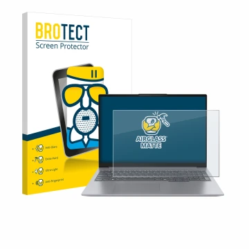 Vorderseite einer Produktverpackung mit dem Markenlogo BROTECT. Daneben ist das Gerät Lenovo ThinkBook 16 Gen 7 mit dem zugehö