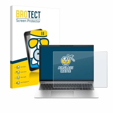 Vorderseite einer Produktverpackung mit dem Markenlogo BROTECT. Daneben ist das Gerät HP EliteBook 845 G11 mit dem zugehörigen