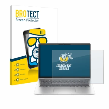 Vorderseite einer Produktverpackung mit dem Markenlogo BROTECT. Daneben ist das Gerät HP EliteBook 645 G11 mit dem zugehörigen