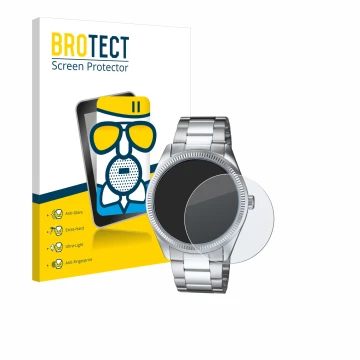 Vorderseite einer Produktverpackung mit dem Markenlogo BROTECT. Daneben ist das Gerät Casio MTP-1302PD mit dem zugehörigen Dis