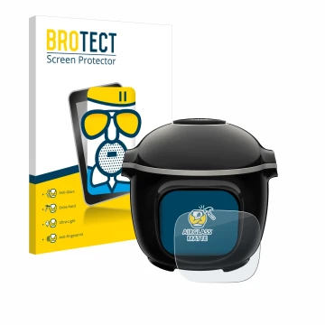 Vorderseite einer Produktverpackung mit dem Markenlogo BROTECT. Daneben ist das Gerät Moulinex Cookeo Touch mit dem zugehörige