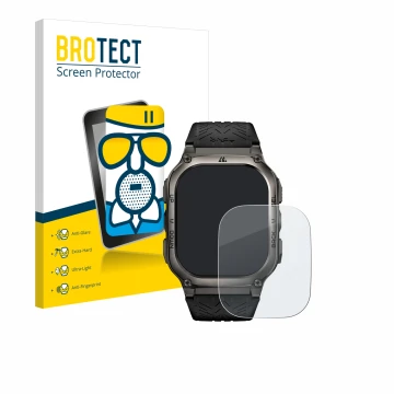 Vorderseite einer Produktverpackung mit dem Markenlogo BROTECT. Daneben ist das Gerät Kospet Tank M3 mit dem zugehörigen Displ