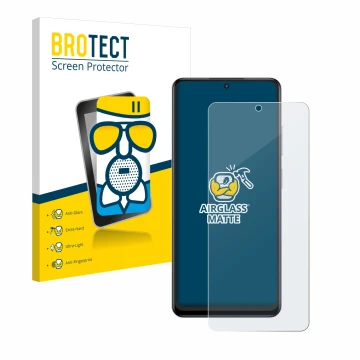Vorderseite einer Produktverpackung mit dem Markenlogo BROTECT. Daneben ist das Gerät realme 12 4G mit dem zugehörigen Display