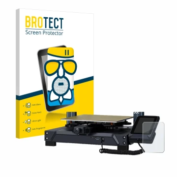 Vorderseite einer Produktverpackung mit dem Markenlogo BROTECT. Daneben ist das Gerät Elegoo Neptun 4 mit dem zugehörigen Disp