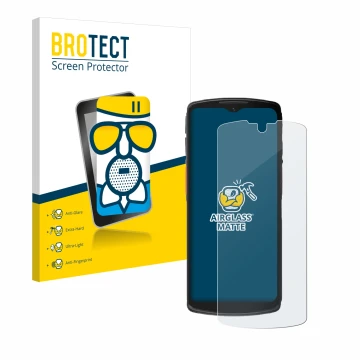 Vorderseite einer Produktverpackung mit dem Markenlogo BROTECT. Daneben ist das Gerät Urovo DT66 mit dem zugehörigen Displaysc
