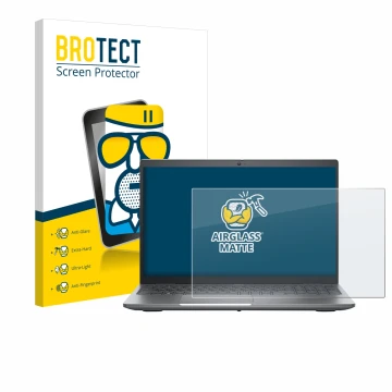 Vorderseite einer Produktverpackung mit dem Markenlogo BROTECT. Daneben ist das Gerät Dell Precision 3580 mit dem zugehörigen 