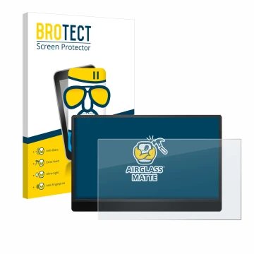 Vorderseite einer Produktverpackung mit dem Markenlogo BROTECT. Daneben ist das Gerät MSI Pro MP161 E2 mit dem zugehörigen Dis